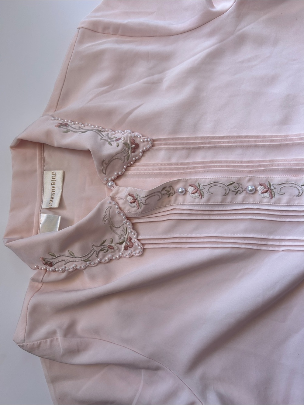 Christine Laure Pale light Pink Embroidered Blouse